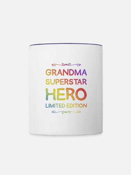 Beste Oma Heldin Spruch - Tasse zweifarbig - Weiß/Kobaltblau