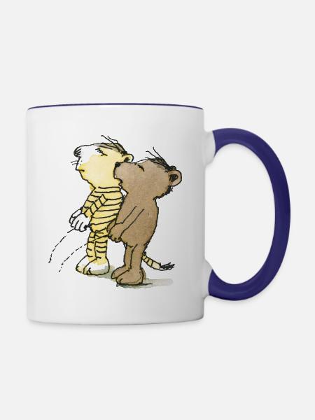 Janosch Tiger und Bär Pullern - Tasse zweifarbig - Weiß/Kobaltblau