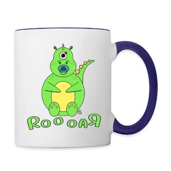 Dino Baby Name Boy - Contrasting Mug - white/cobalt blue - Right
