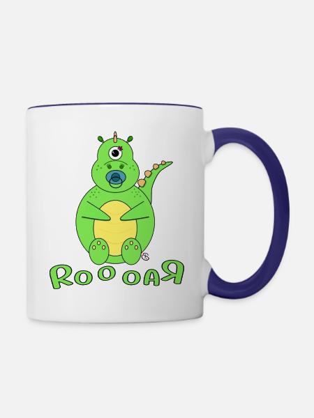 Dino Baby Name Boy - Contrasting Mug - white/cobalt blue
