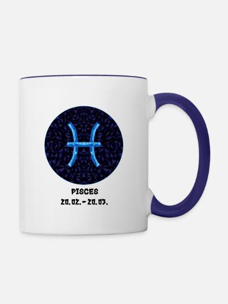 Pisces 20.02.-20.03. - Tasse zweifarbig - Weiß/Kobaltblau