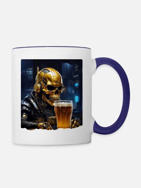 Bier Skull 0.2 - Tasse zweifarbig - Weiß/Kobaltblau