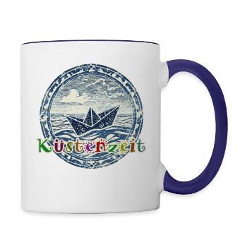 Küstenzeit Schiffchen - Tasse zweifarbig - Weiß/Kobaltblau - Rechts