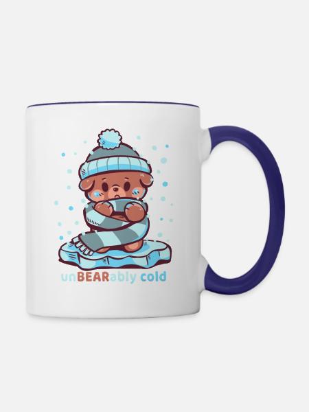 Unerträglich kalt - Tasse zweifarbig - Weiß/Kobaltblau