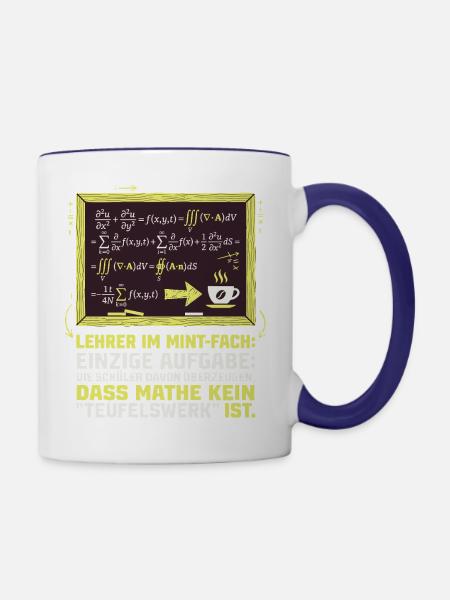 MINT Lehrer-Mathe-Kaffee-lustig - Tasse zweifarbig - Weiß/Kobaltblau