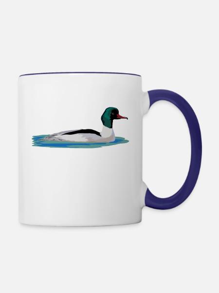 Gänsesäger - Tasse zweifarbig - Weiß/Kobaltblau