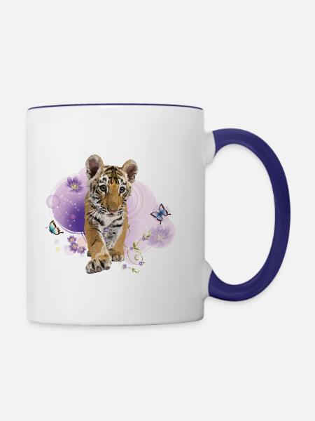 bengalischer Tiger - Tasse zweifarbig - Weiß/Kobaltblau