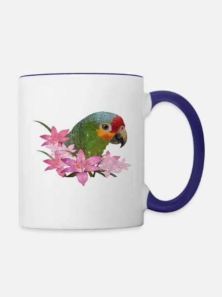 rotbrauner Amazonas - Tasse zweifarbig - Weiß/Kobaltblau