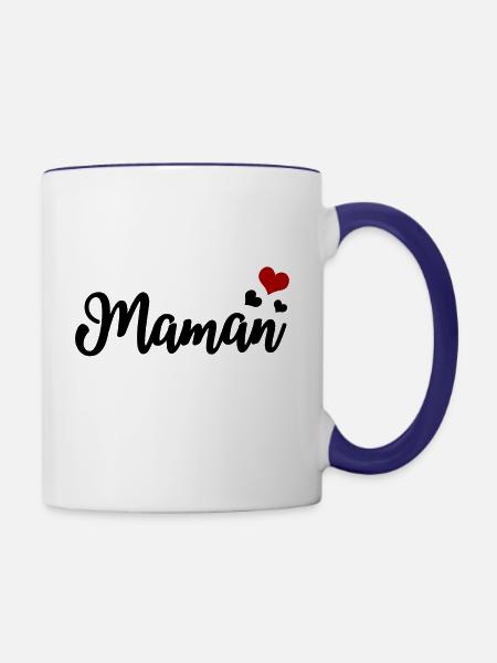 Maman Herzen - Tasse zweifarbig - Weiß/Kobaltblau