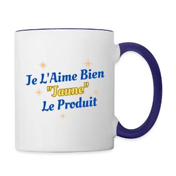 Je l'aime bien "JAUNE" le produit - Mug contrasté - blanc/bleu cobalt - Droite
