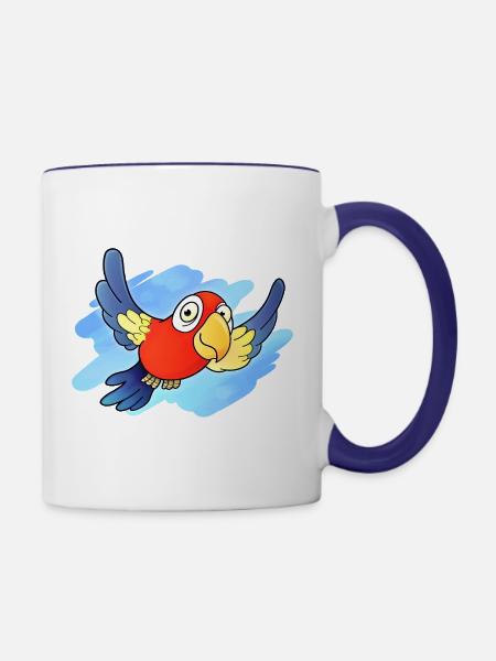 Papagei (Himmel) - Tasse zweifarbig - Weiß/Kobaltblau