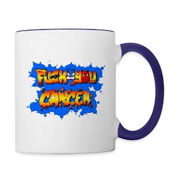 Fuck you Cancer - Mug contrasté - blanc/bleu cobalt - Droite