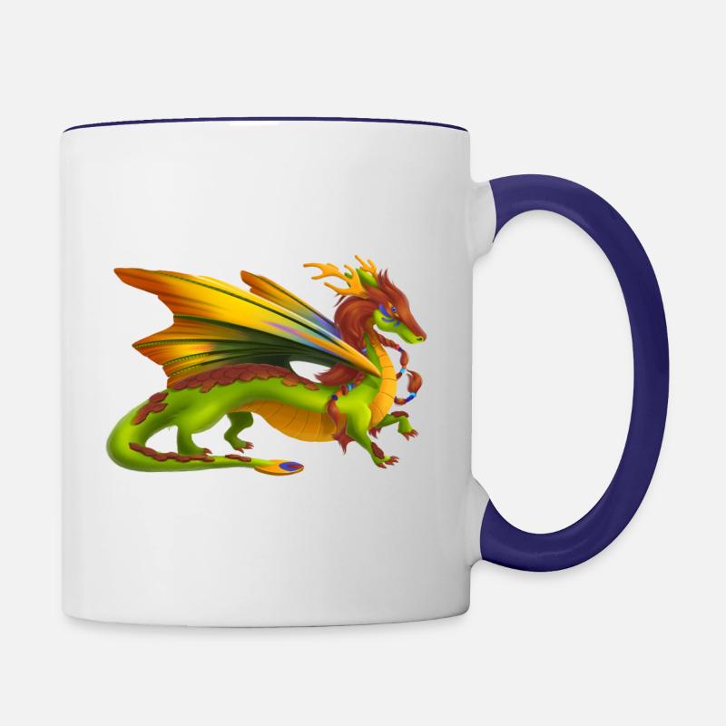 Magischer Erde Drache - Drachen der Elemente - Tasse zweifarbig - Weiß/Kobaltblau