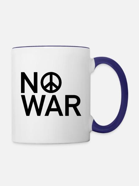 NO WAR Friedenszeichen Statement - Tasse zweifarbig - Weiß/Kobaltblau