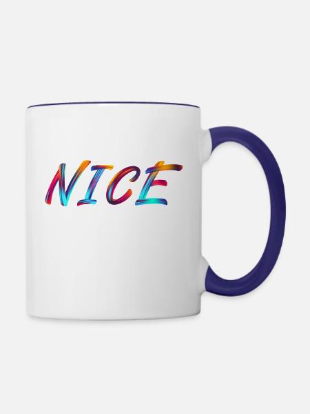 nice - Tasse zweifarbig - Weiß/Kobaltblau