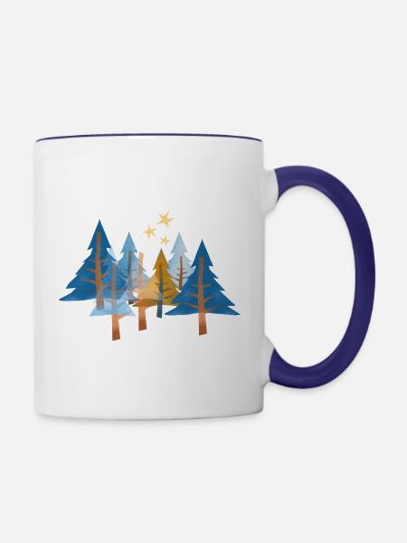 Im Winterwald - Tasse zweifarbig - Weiß/Kobaltblau