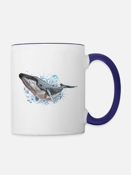 Buckelwal - Tasse zweifarbig - Weiß/Kobaltblau