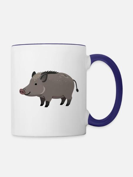 wildschwein - Tasse zweifarbig - Weiß/Kobaltblau