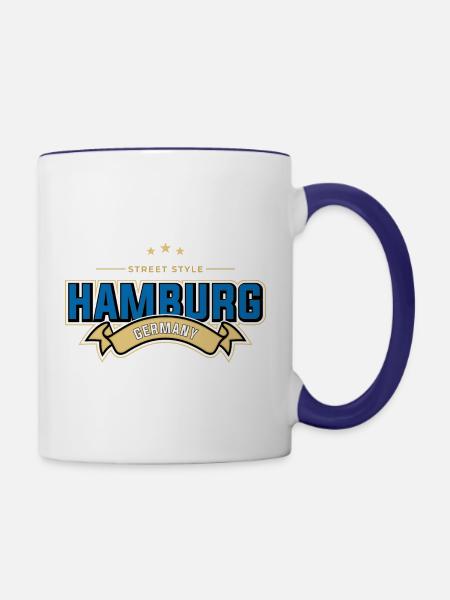 Hamburg - Tasse zweifarbig - Weiß/Kobaltblau