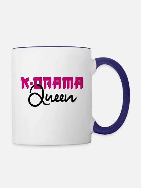 K-Drama Queen - Tasse zweifarbig - Weiß/Kobaltblau