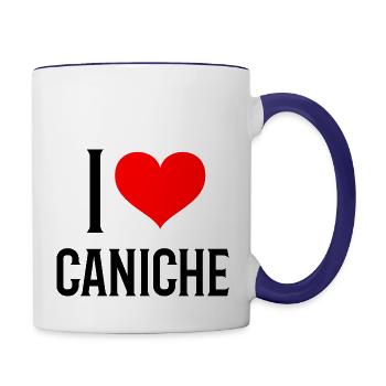 i heart caniche - j'aime mon caniche - Mug contrasté - blanc/bleu cobalt - Droite