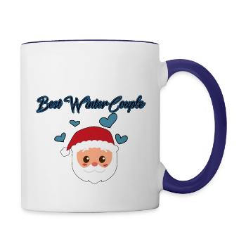 Couple d’hiver - Mug contrasté - blanc/bleu cobalt - Droite