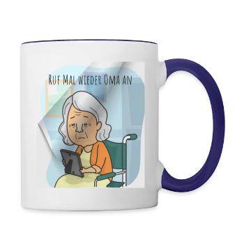 Oma Weihnachten - Tasse zweifarbig - Weiß/Kobaltblau - Rechts