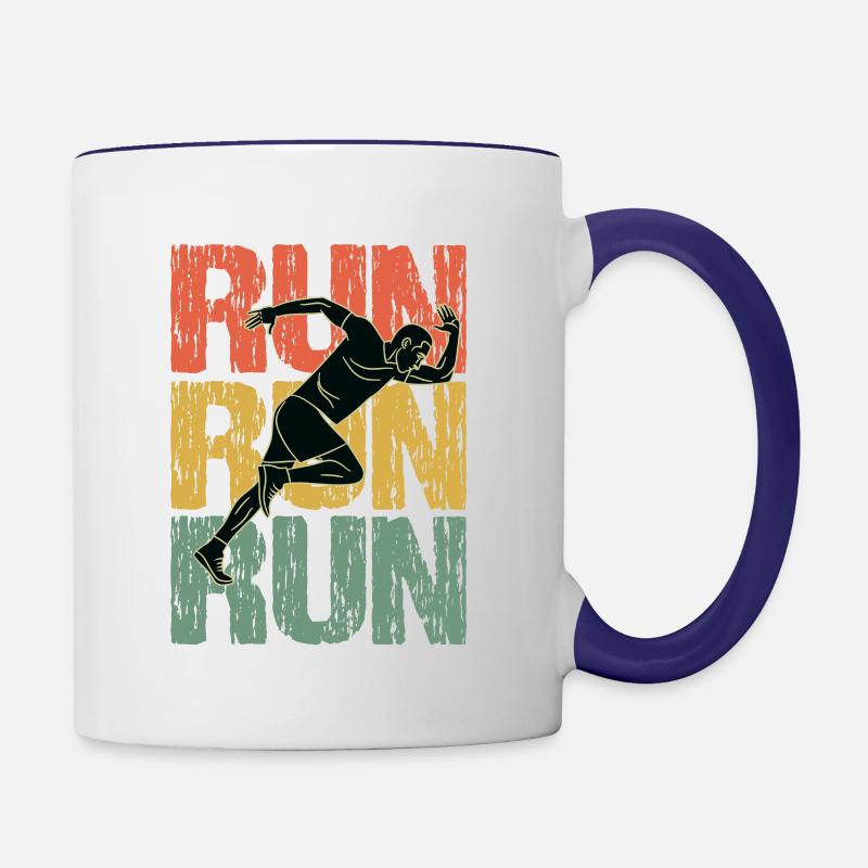 Run Run Run Vintage Running Guy - Contrasting Mug - white/cobalt blue