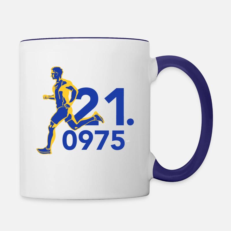 Half Marathon 21.0975 - Contrasting Mug - white/cobalt blue