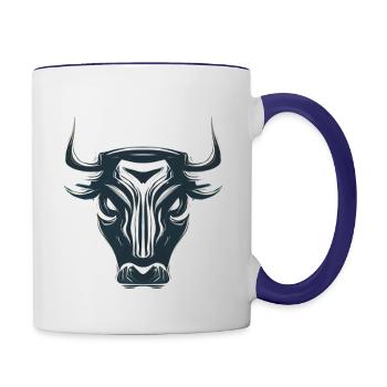 STYLIZED EDGY BULL - Contrasting Mug - white/cobalt blue - Right