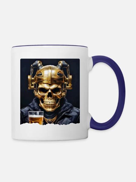 Bier Skull 0.9 - Tasse zweifarbig - Weiß/Kobaltblau