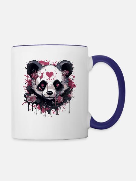 Pandabär - Tasse zweifarbig - Weiß/Kobaltblau