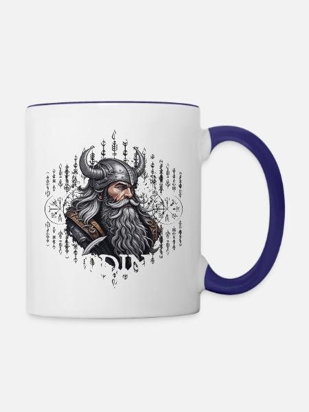 Gott viergibt Odin nicht - Tasse zweifarbig - Weiß/Kobaltblau