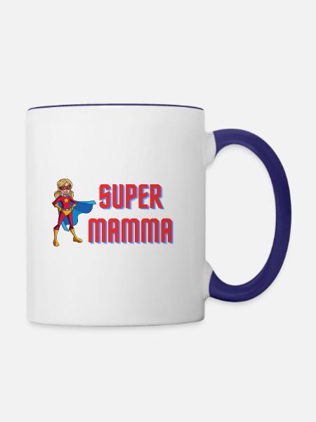 super Mutter - Tasse zweifarbig - Weiß/Kobaltblau