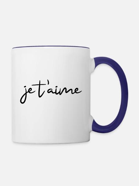 je t'aime - Tasse zweifarbig - Weiß/Kobaltblau