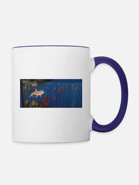 delfin im riff - Tasse zweifarbig - Weiß/Kobaltblau