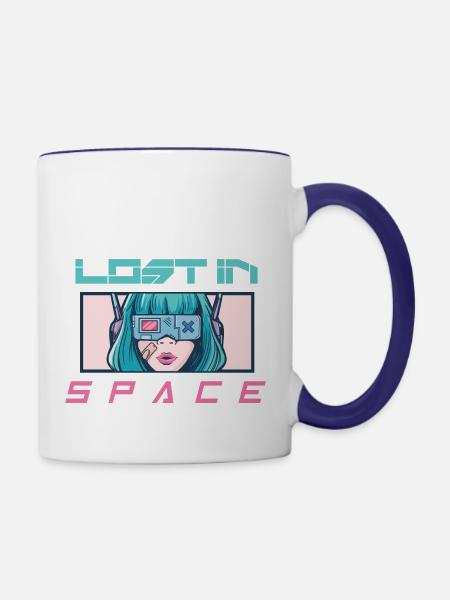 Lost in Space - Tasse zweifarbig - Weiß/Kobaltblau