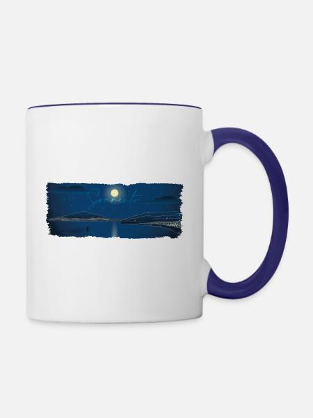 Sorrent bei Nacht - Tasse zweifarbig - Weiß/Kobaltblau