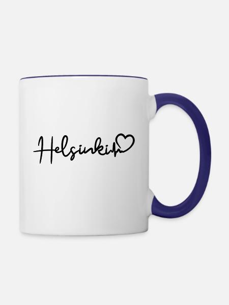 Helsinki Herzschlag - Tasse zweifarbig - Weiß/Kobaltblau