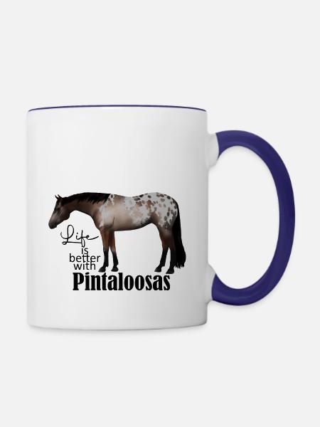 Pintaloosa Westernpferd - Tasse zweifarbig - Weiß/Kobaltblau