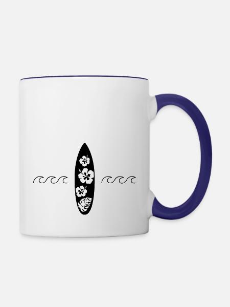 Ursprüngliches Surfen - Tasse zweifarbig - Weiß/Kobaltblau