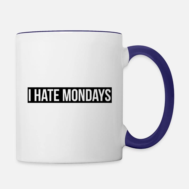 Hate Monday quote graphic - Contrasting Mug - white/cobalt blue