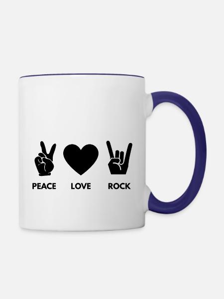 Peace Love Rock - Tasse zweifarbig - Weiß/Kobaltblau