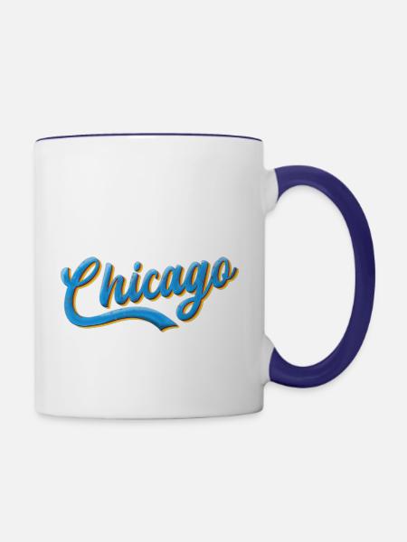 Chicago cooles Design - Tasse zweifarbig - Weiß/Kobaltblau