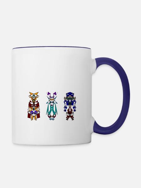 3-Kachinas - Tasse zweifarbig - Weiß/Kobaltblau