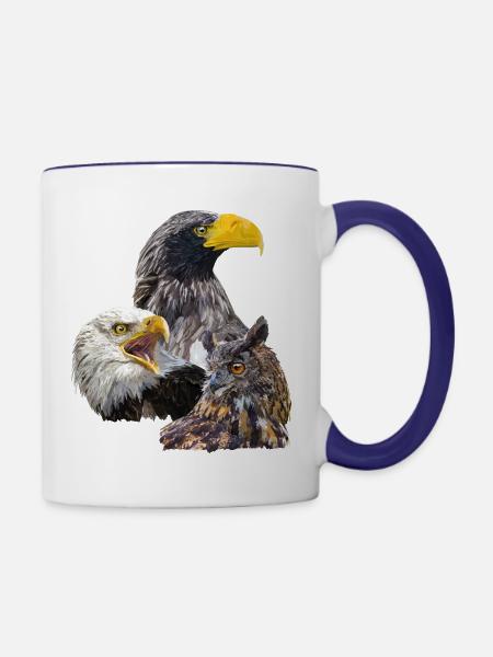Pigargos und Eule - Tasse zweifarbig - Weiß/Kobaltblau