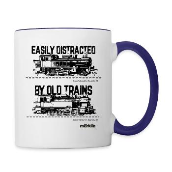 Märklin Easily Distracted by Old Trains Typografie - Tasse zweifarbig - Weiß/Kobaltblau - Rechts