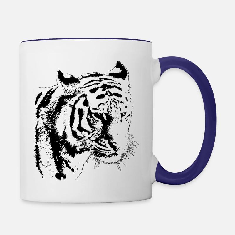 Tigre noir - Mug contrasté - blanc/bleu cobalt