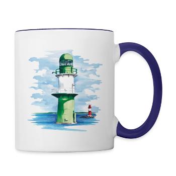 Phare de Warnemünde - Mug contrasté - blanc/bleu cobalt - Droite