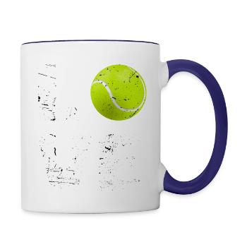 Tennis amour - Mug contrasté - blanc/bleu cobalt - Droite